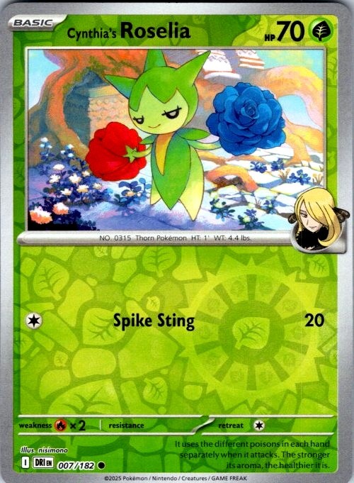 Cynthia's Roselia Destined Rivals #7 Reverse Holo nisimono NM Pokemon Card