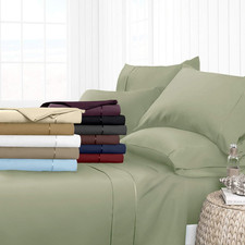 Luxury 4-Piece Egyptian Cotton Bed Sheet Set, Queen, Sage, Deep Pocket