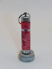 Handmade Key Chain Lighter, replaceable flint.  Made w/ Dyed Box Elder Burl. #47