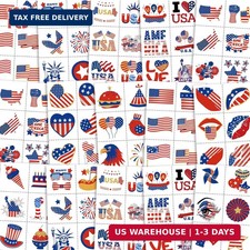 180Pcs Patriots-Tattoos Red-White and Blue - 4th of July American USA Flag Tatto