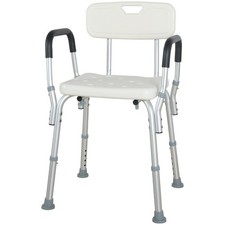 Adjustable Non Slip Shower Chair Arm Back Support Elder Bath Seat Stool