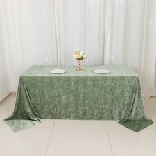 SAGE GREEN 90"x132" Premium Velvet Rectangular Tablecloth Wedding Event Party