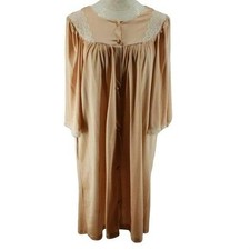 Vintage Peach Nightgown With Lace Trim  Button Front By Sears Large
