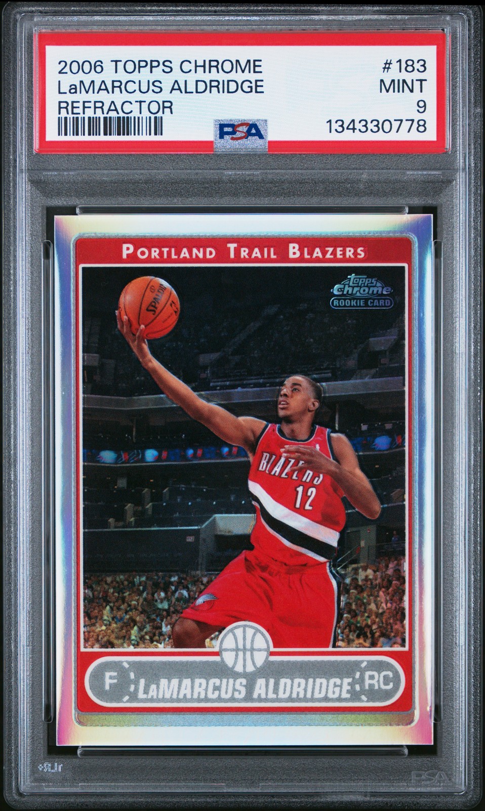 2006 TOPPS CHROME REFRACTOR #183 LAMARCUS ALDRIDGE ROOKIE RC 126/199 PSA 9