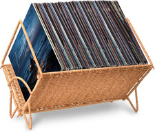 Vinyl Record Storage Holder for 80 Lps, Stylish Woven Record Storage Rack, Multi