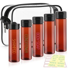 5 Pack 3.4Oz Travel Bottles for Toiletries Pre-Printed Travel Shampoo