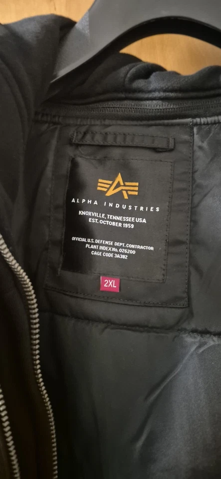 Alpha Industries MA-1 D-Tec Bomberjacke Herren 2XL Schwarz Kapuze Polyester - Bild 2 von 4