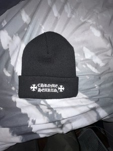 Chrome Hearts Style Cross Logo Black Beanie Gothic Streetwear
