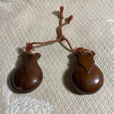 Excellent vintage Spanish carved wood Castanets Set Of Two Clackers