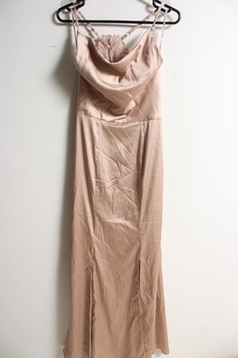 Chi Chi London Damen Satin Ballkleid Anlass - Champagner - Größe 8 (M20)