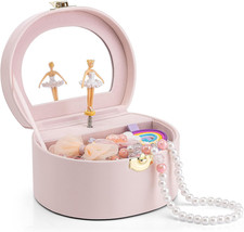 Musical Jewelry Box for Girls Ages 4-12 - Ballerina Design - Light Pink