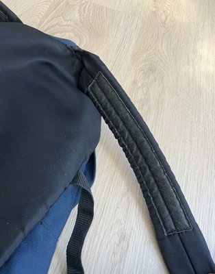 Vintage 90s Eastpak USA Navy Blue Leather Bottom Backpack
