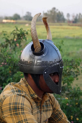 Medieval Viking Helmet with Real Horns Norse Warrior Battle Ready Helmet Armor - Picture 6 of 7
