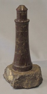 Vintage Carved Polished Serpentine Stone Marble Lighthouse Figure/Paperweight