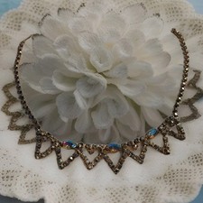 Vtg Aurora Borealis Collar Necklace Swag Rhinestone See Desc
