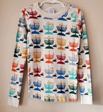 Hanna Andersson Kid's Size 8 Menorah Hanukkah Multicolor Organic Pajamas PJ Top