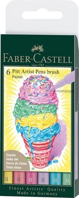 Faber-Castell 167163 - Tuschestift Pitt artist pen Pastel, 6er Packung, Stärke B