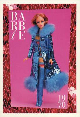 Barbie Collectible Fashion Trading Card  '' Maxi 'N Mini '' Mylar Coat, Boots 1970