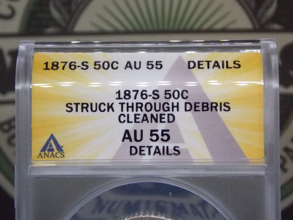 1876 "S" Seated Liberty Half Dollar 50c ANACS AU55 Details #915 *STRIKE THROUGH* - Image 4 of 4
