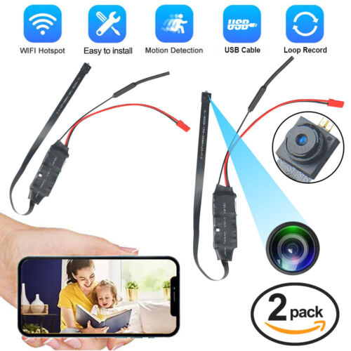 2x Mini Wlan Wifi Kamera P2P Überwachungskamera Video Aufnahme Knopf Einbau USB