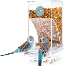 No Mess Automatic Bird Feeder Transparent Food Container Cage Acrylic Parrot Fee