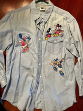 Vintage Disney Micke, Minnie, Donald, Daisy- Embroidered denim Shirt Large