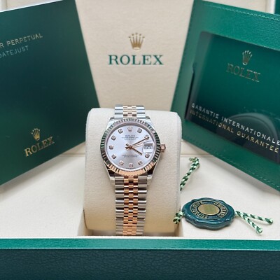 Rolex Datejust 31 NEW 2025 Silver Diamond Dial 278271 Rose Gold Fluted Jubilee