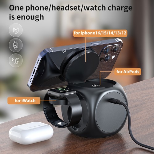 3in1 Magnetic Wireless Charger Charging Station For Apple Watch iPhone 16 15 14 - Picture 10 of 26