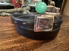 Multi Color Jasper Sterling Silver Inlay Belt Buckle 1.25-1  36-37  calf  