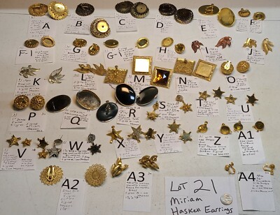 All Vtg LOT #21 Miriam Haskell Earrings clip on screwback pierced Many signed