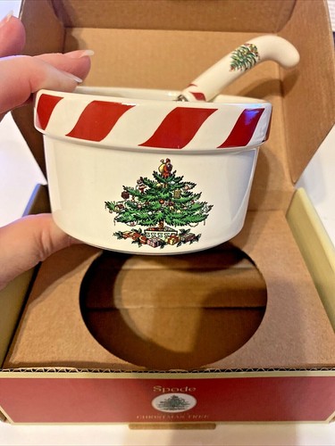 Spode Christmas Tree Small Peppermint Dip Set with Ramekin & Spreader New in Box - Picture 4 of 5