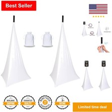 Soft Spandex Speaker Stand Cover - Hide Wires  Keep Stage Tidy - White 2 Pack 