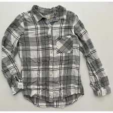 Altar’d State Light Gray And White Plaid Button Down Size Small