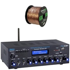 Pyle PDA63BT Bluetooth Home Audio Amplifier Receiver, 50 Feet Speaker Wire
