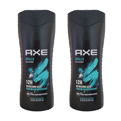 2 AXE Apollo Sage & Cedarwood 12 Hr. Scent Body Wash For Men 16 oz EA