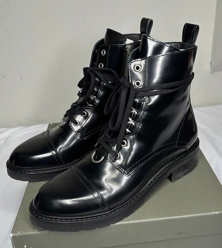 NWB All Saints Womens Boots Black US 11M Lira Leather Drawstring 34ZW0027
