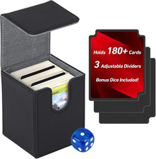 180 Card Deck Box with Magnetic Closure, PU Leather Commander Deck Box for MTG,
