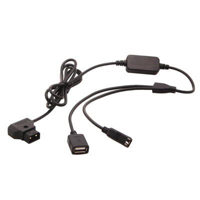 Black D-Tap to Double USB Conversion Adapter Cord Power Supply Cable Date Line
