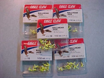 50 Testine Jig Piombate Eagle Claw 1/8 Oz – Amo Size 1, Colore Bianco, Perfette Per Walleye E Pesca In Acqua Dolce