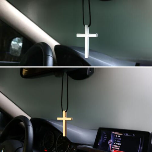 3 Colors Charms Metal Jesus Cross Car Pendant Rearview Mirror Decoration Hang-wf - Afbeelding 1 van 12