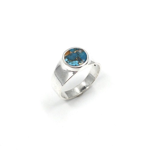 moderner 925 Silber Herren Schmuck Ring Türkis Bandring Siegelring 22.0mm / 69 - Picture 6 of 14
