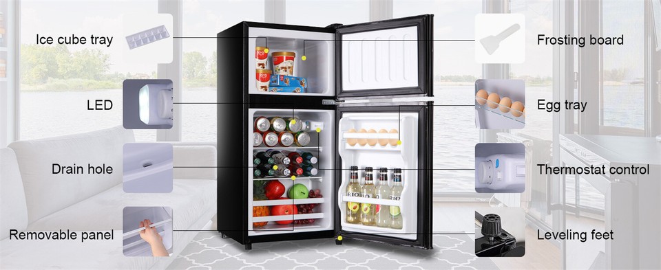 3.5Cu.Ft Compact Refrigerator Mini Fridge with Freezer 2 Door 7 Level ...