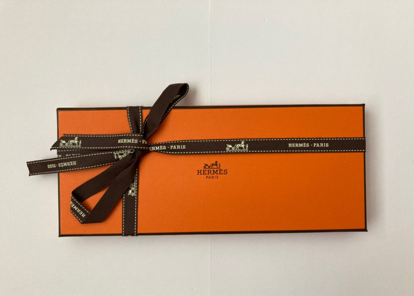 Hermes Orange Gift Box with Ribbon Rectangular Cardboard 10" x 4" New eBay