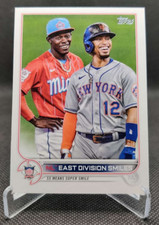 2022 Topps #98 NL East Division Smiles Jazz Chisholm Francisco Lindor Mets card