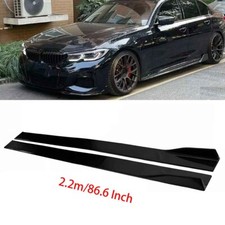 For BMW 3 Series F10 F30 F32 Glossy Black 86.6" Side Skirts Rocker Panel Lip Set