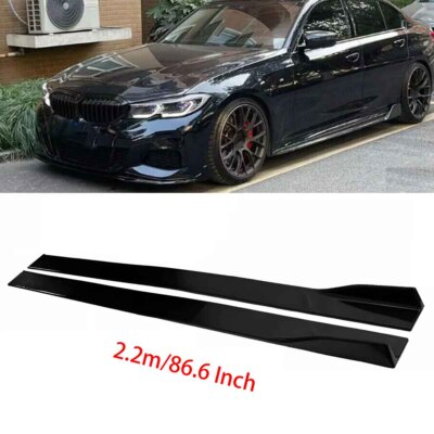 For BMW 3 Series F10 F30 F32 Glossy Black 86.6'' Side Skirts Rocker Panel Lip Set
