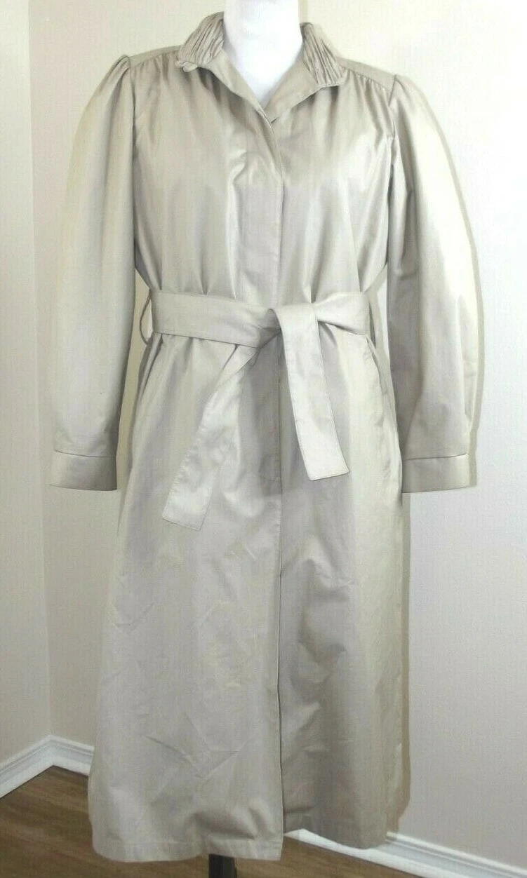 LONDON FOG MAINCOATS Belted TRENCH COAT - Size 12 Regular - Tan Removable Liner