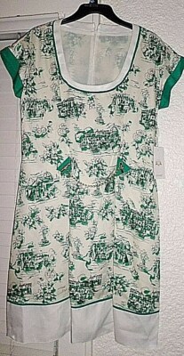 DI MARE POLY SILK VILLAGE PRINT DRESS  NWT SIZE 10-12