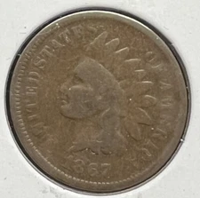 1867 INDIAN HEAD CENT GRADES  GOOD ACTUAL COIN #C12576SM
