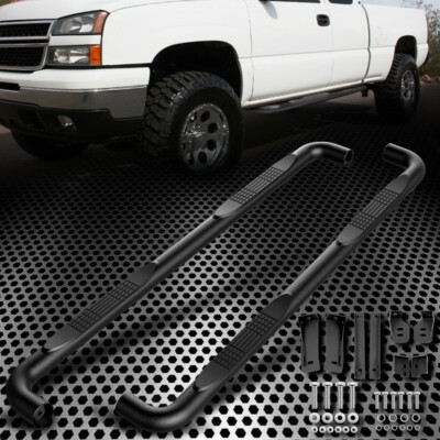 Fit 99-18 Silverado Sierra Extended Cab 3'' Black Round Side Step Nerf Bars Steel
